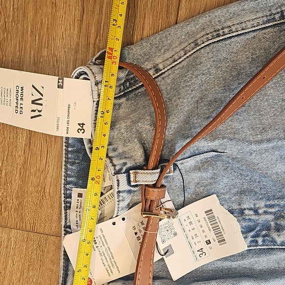 Zara NWT cropped high rise jeans sz 2 New - Picture 8 of 9
